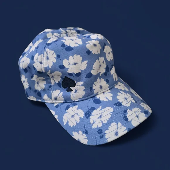 Kate Spade Blue Multi Springtime Floral Print Baseball Cap Logo OS NWT - Picture 1 of 3